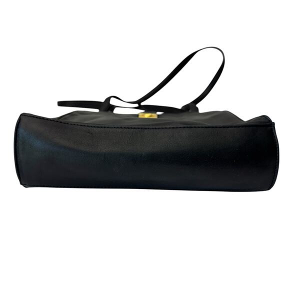 PRESWICK & MOORE Leather Shoulder Purse Double Handle Smooth Black Career - Picture 6 of 15